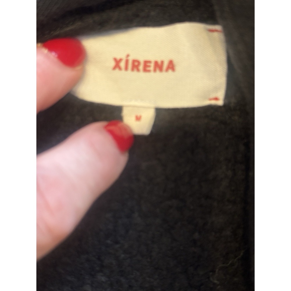 Xirena Black Fleece Shawl Collar Button Pullover Kass Made in USA Medium - Picture 7 of 8